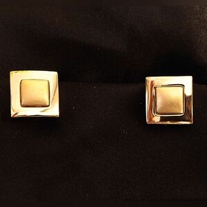 NAPIER SQUARE GOLD & SATIN ADJUSTABLE CLIP EARRINGS (NWOT)